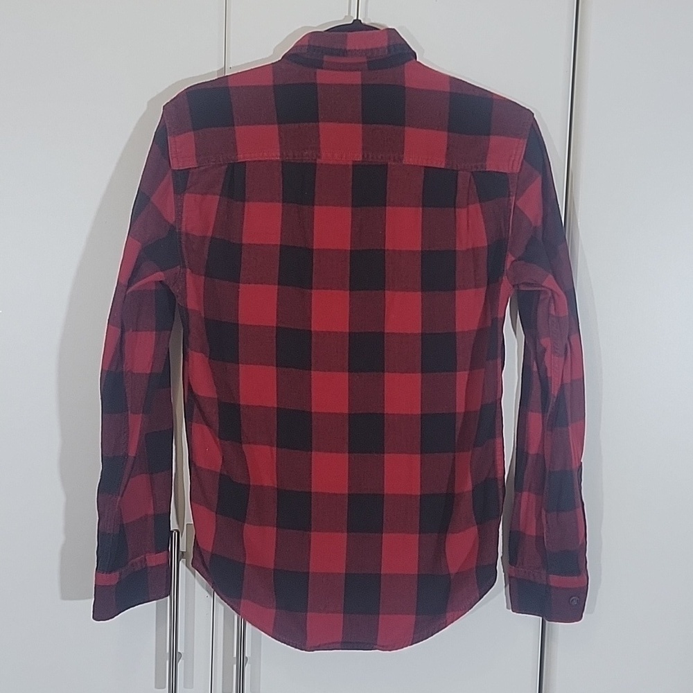 Men's George Red Flannel Plaid Long Sleeve Shirt XS - Picture 4 of 6
